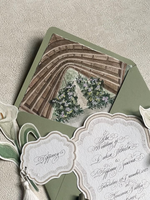 Invitaciones de Boda Hechas a Mano con Impresión Tipográfica, con Detalles para el Sobre, Tarjetas de Respuesta y Tarjetas de Alojamiento