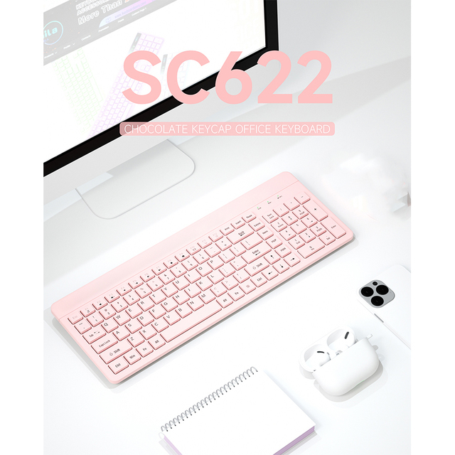 New Ergonomic Slim 2.4G USB Wireless Keyboard Combo with Multimedia Keys for Desktop Computers for Laptops & iMac
