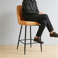 Tabouret de bar de luxe minimaliste italien haut de gamme, chaise de bar moderne simple à dossier haut, tabouret de bar de cuisine et salle à manger pour la maison