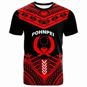 Polynesische Pohnpei Tribal Designer T Shirts Groothandel Custom Logo Casual Mode Kleding Print Op Aanvraag Strand Korte Mouwen