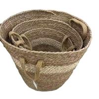 Nouvel ensemble de paniers de rangement vintage en coton et jonc de mer, motif zig-zag, pour cuisine et salle de bain, écologiques et faits à la main