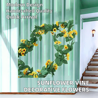 Vignes de tournesols artificielles en plastique faites à la main, très populaires à l'international, pour la décoration de Thanksgiving et de Noël
