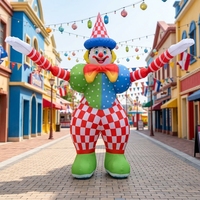 Costume de Clown Gonflable Géant 3,5M pour Adulte, Mascotte de Cirque, Défilé, Marionnette Ambulante Rayée Colorée pour Carnaval