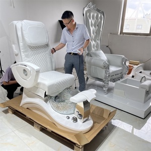Chaise de pédicure spa de luxe Kisen de haute qualité avec bol pour les pieds, couleur blanc argenté, en vente - Product Image 1