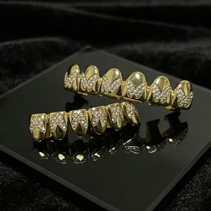Grillz en forme de papillon avec zircone diamantée, or et argent, unisexe, style Hip Hop, ornements dentaires pour usage quotidien, micro-inserts pour appareils dentaires - Product Image 2