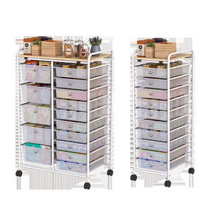 Meilleure vente, chariot de rangement combiné avec 15 tiroirs, table en bois, déplacement facile, chariot de rangement sur roulettes - Product Image 4