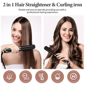 Negative Ions MCH LCD Hair Tools Custom Private Label Ceramic Flat Iron Hair Straightener