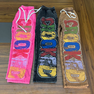 Ropa de calle Pantalones de chándal Custom DTG Print Graphic Vintage Acid Wash Heavyweight Pantalones de chándal de pierna ancha - Product Image 2