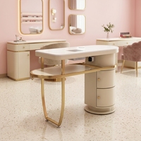 Meubles de salon de beauté et de spa modernes et luxueux avec plateau en marbre, bureau pour technicien en ongles, table de manucure, ensemble table et chaise pour ongles