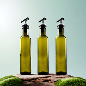 Botella de <span class=keywords><strong>Vidrio</strong></span> para Aceite de Oliva Comestible, Color Ámbar Verde Oscuro, Cuadrada o Redonda, con Tapa, Apta para Alimentos - Product Image 6
