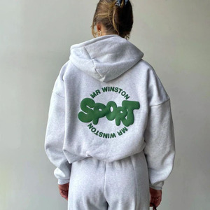 เสื้อฮู้ดผ้าฝ้ายโอเวอร์ไซส์สำหรับผู้หญิงผ้าคอตตอนพิมพ์ลาย3D GSM - Product Image 4