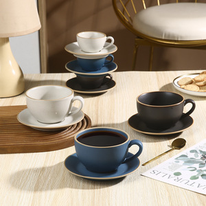 Ensembles de dîner de tasse à café et de soucoupe de Chine avec la couleur de jante de ligne d'<span class=keywords><strong>or</strong></span> - Product Image 1