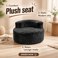 Fauteuil d'appoint moderne gris foncé en fausse fourrure, rembourré en mousse, dossier incurvé, pour appartement et salon