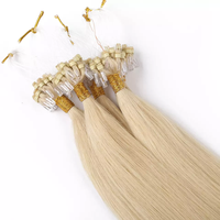Extensions de cheveux humains russes vierges bruts doublement tirés 12A pré-collés, 100 grammes, lisses blondes, perles nano-ring micro-link