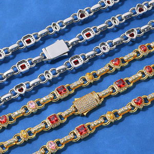 High End Bespoke Multicolor Moissanite Chain Necklace 925 Silver Hip Hop Bling Iced Out Jewelry VVS <b>Stones</b> Pass Tester - Product Image 4