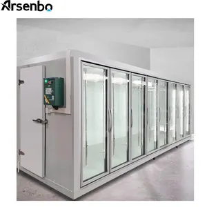 Glass door walk-in cold room with split compressor customized dimension cooler
