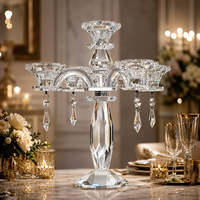 Candélabre de luxe en cristal argenté fait main, centre de table de mariage élégant, porte-bougie en verre à facettes pour événements, fêtes et maison