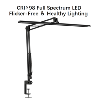 Lampe de bureau LED noire pliable, à intensité variable par toucher, anti-éblouissement, avec fonction minuterie et mémoire, couleur réglable pour bureau, étude, chambre