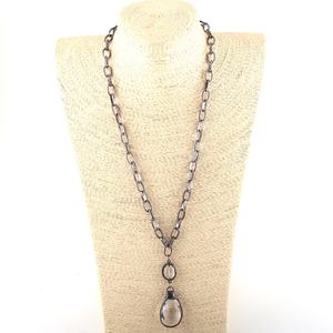 قلادة نسائية عصرية مخصصة بتصميم عرقي، سلسلة كبيرة سوداء معدنية، قلادة كريستال مع قلادة صليب جندي - Product Image 6