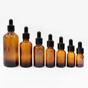 Custom label flacon compte goutte 50 ml 100ml 2 oz frosted glass amber scrum bottle 30ml tincture bottles with black dropper