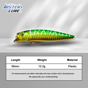 MISTER LURE 90mm 12.2g Lichtgewicht Zoetwater Popper Drijvend Aas met Aangepaste Kleur Baarsvissen Aas Hard Popper Aas - Product Image 3