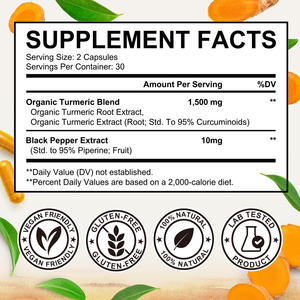 Hatmanlabs kapsul ekstrak Kurkumin kunyit mentah kunyit organik alami Vegan dan jahe kapsul bubuk dengan lada hitam - Product Image 5