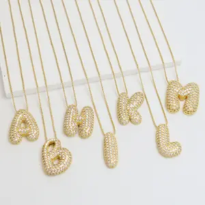 European and American Hip-Hop Jewelry Custom Brass CZ Letter Pendant with English Letters Cute Style for Party and Gift