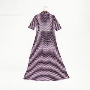 Abito Lungo da Donna <span class=keywords><strong>con</strong></span> Stampa Geometrica Rosa e Nera, Maniche <span class=keywords><strong>a</strong></span> <span class=keywords><strong>Tre</strong></span> <span class=keywords><strong>Quarti</strong></span>, Vita <span class=keywords><strong>con</strong></span> Perline, Stile Vintage Chic per Occasioni Casual e Formali - Product Image 4