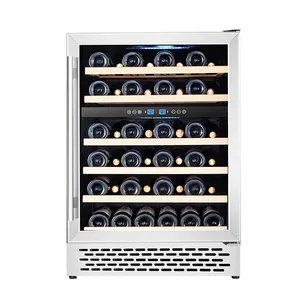 Özelleştirilmiş 138L 46 şişeler kompresör çift bölge şarap soğutucu dahili şarap ve içecek soğutucular