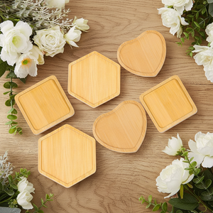 Sous-verres en bambou, formes assorties, base vide pour tasse à boire, plateaux, <span class=keywords><strong>plaque</strong></span> d'art, fournitures de bricolage, décoration artisanale pour la maison, cadeau - Product Image 2