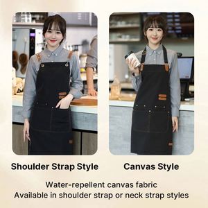 Custom Logo High Quality Foldable Waterproof Oil-Resistant Canvas <b>Kitchen</b> Chef <b>Aprons</b> With Pockets - Product Image 2