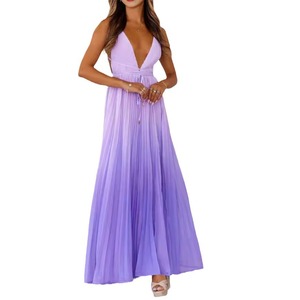 Nouvelle robe plissée à col en V, à lacets, <span class=keywords><strong>grande</strong></span> jupe évasée, style vacances Nq3458 - Product Image 5