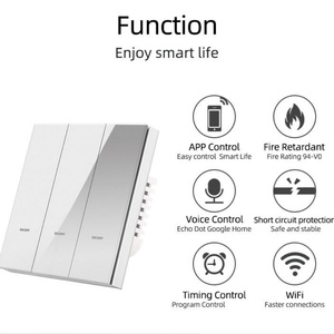 Interruptor de Luz de Pared con Panel de Vidrio Glomarket AG, Interruptor Eléctrico Inteligente Zigbee con Temporizador, Compatible con la Aplicación Smart Life, Control por Voz, Moderno - Product Image 2