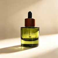 Flacon compte-gouttes marron en verre givré vert pour sérum essentiel, 15 ml, 30 ml, 50 ml, pour emballage de produits de soin