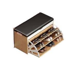 Banco de Madera <span class=keywords><strong>Moderno</strong></span> para el Hogar con Cojines Suaves y Duraderos, con Armarios y Estantes Integrados para Zapatos, para la Entrada o el <span class=keywords><strong>Recibidor</strong></span> - Product Image 5