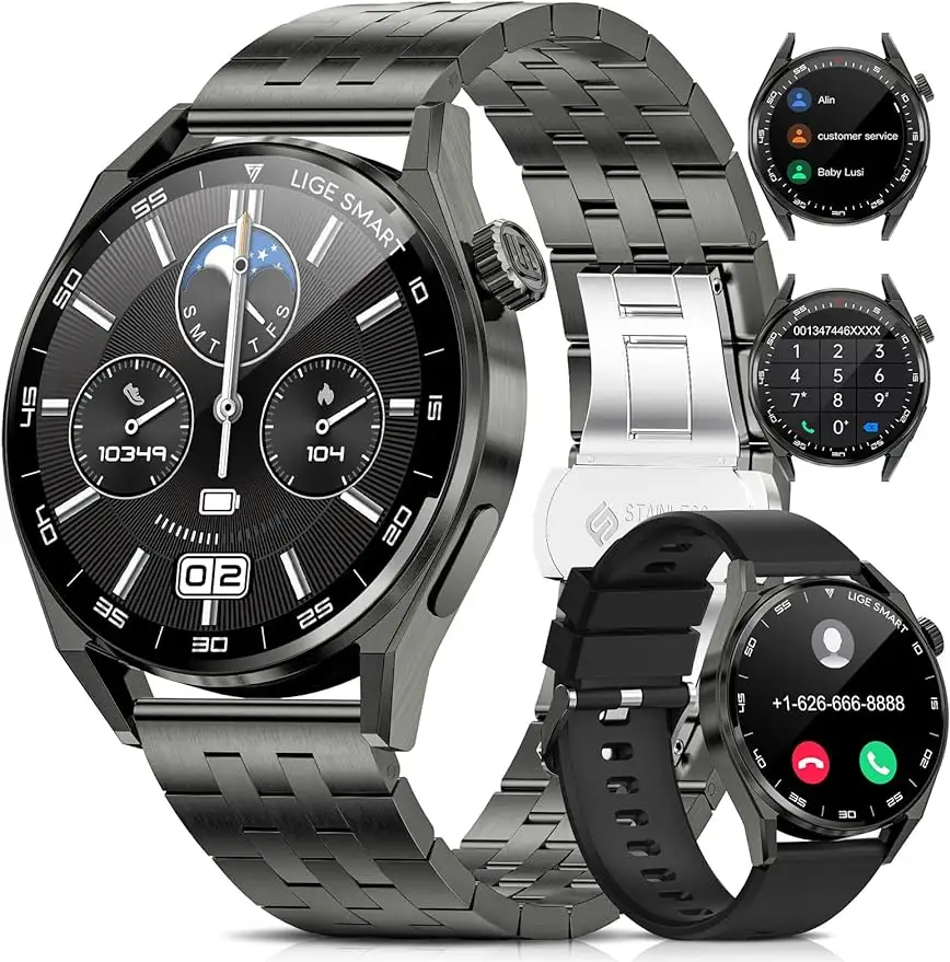 ST15 Smartwatches für Männer Bluetooth Anruf (Antworten/Anrufe tätigen) 1.39'' IP68 Smartwatch für Android Phones und IOS Phone kompatibel