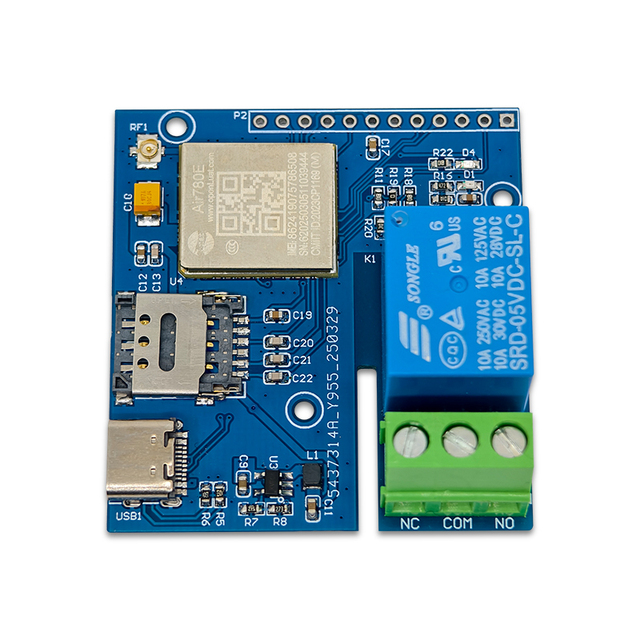 IOT 4G Networking Single Relay AIR780E Module 2.54MM Pin Header 5V Type C Power Supply