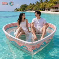 Kayak gonflable transparent en PVC en forme de cœur pour deux personnes, bateau à pagaies à coque stable pour la plage, les stations balnéaires, le tourisme, la vente en gros