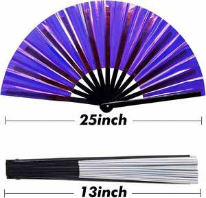 Abanico de Mano de Bambú y PVC de Alta Calidad, Tallado a Mano, Tamaño Grande, Clásico, con Logotipo Personalizado para Festivales, Fiestas Rave, Bodas y Eventos - Product Image 2