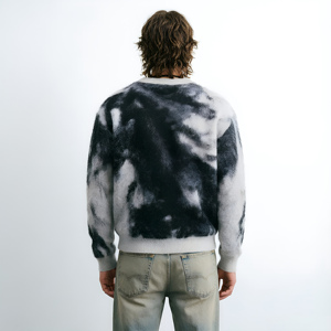 XINGE Vente en gros de cardigans d'hiver surdimensionnés pour hommes, à manches longues, col rond, en laine et cachemire brossée, jacquard, doux et moelleux - Product Image 2