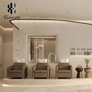 Üretici Özel Tasarım Lüks Ayarlanabilir Kahverengi Spa Saç Derisi Koltuğu Seramik Lavabo Çanaklı Kuaför Şampuan Koltuğu - Product Image 4
