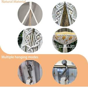 Jaula para Mascotas Tejida a Mano en Algodón Natural, Estilo Boho Clásico, Ecológica y Personalizable, con Cubierta Extraíble y Decoración de Macramé para Gatos - Product Image 4