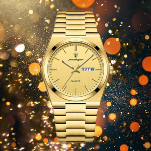 ساعة يد كوارتز فاخرة للرجال من POEDAGAR 930 بحزام من الجلد والفولاذ المقاوم للصدأ مع تقويم - Product Image 5