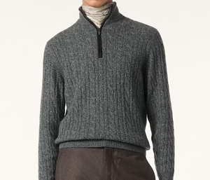 <span class=keywords><strong>Pull</strong></span> en cachemire <span class=keywords><strong>torsadé</strong></span> à <span class=keywords><strong>col</strong></span> épais pour <span class=keywords><strong>homme</strong></span>, avec logo personnalisé, style Treccia, avec demi-fermeture éclair - Product Image 3