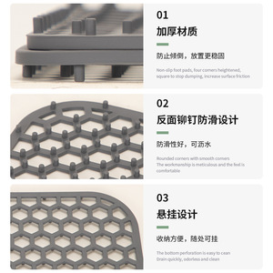 Silicone Kitchen Sink Mat Honeycomb Drain Pad Gray 72x40 Cm Anti Slip Food Grade For Fruits Vegetables - Product Image 5