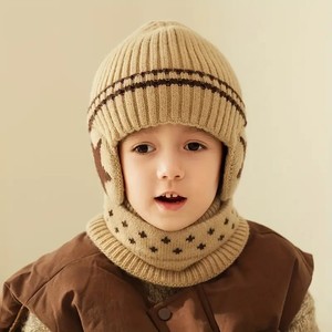 Enfants hiver chaud en peluche tricoté casquettes Benines chapeau et écharpe ensemble enfants garçons 3-8 Y extérieur Protection des oreilles Skullies chapeau - Product Image 6