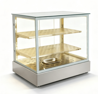 Réchaud alimentaire professionnel en verre incurvé avec éclairage LED, chauffage électrique, capacité de 50 L pour restaurant, poulet frit, hamburgers