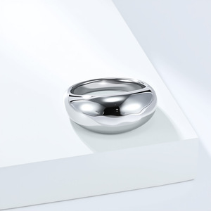 Fashionable curved polished Amazonian jewelry teardrop design, simple and versatile polished titanium steel <b>ring</b>, <b>plain</b> band jew - Product Image 4
