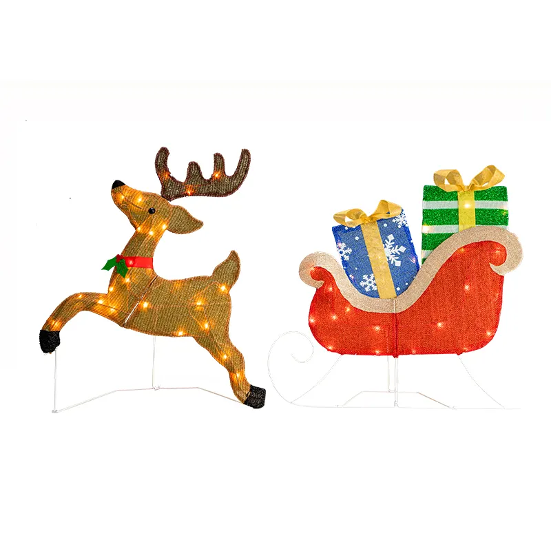 Wholesale multi color 50L fabric 2D outdoor sculpture led christmas deer light with Steady on