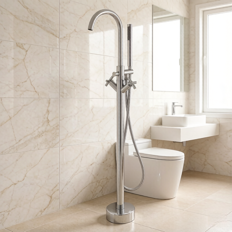 HONGDEC Freestanding Brass Bathtub Faucet Floor